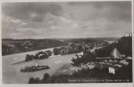 Passau - Zusammenfluß Donau, Inn und Ilz - 1949 Passau - Zusammenfluß Donau, Inn und Ilz - 1949