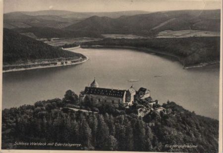 Waldeck - Schloss mit Edertalsperre, Fliegeraufnahme - 1934 Waldeck - Schloss mit Edertalsperre, Fliegeraufnahme - 1934