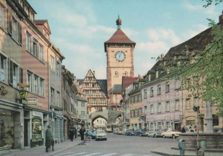 Freiburg - Oberlinden mit Schwabentor - ca. 1975 Freiburg - Oberlinden mit Schwabentor - ca. 1975