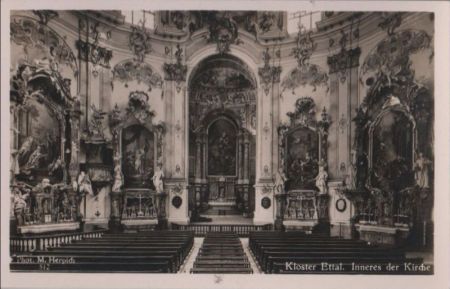 Kloster Ettal - Inneres der Kirche - ca. 1950 Kloster Ettal - Inneres der Kirche - ca. 1950