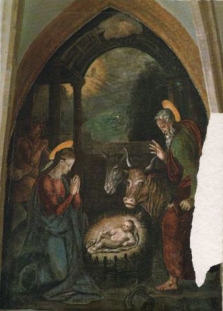 Österreich - Bad Aussee - Spitalkirche, Fresco Geburt Christi - ca. 1980 Österreich - Bad Aussee - Spitalkirche, Fresco Geburt Christi - ca. 1980