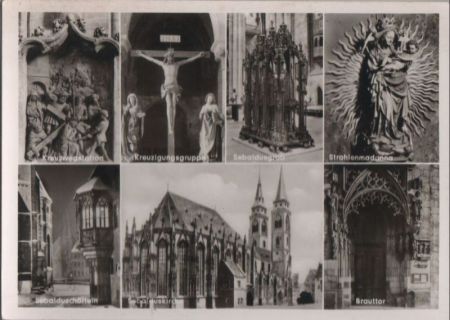 Nürnberg - Sebalduskirche, u.a. Sebalduschörlein - ca. 1955 Nürnberg - Sebalduskirche, u.a. Sebalduschörlein - ca. 1955