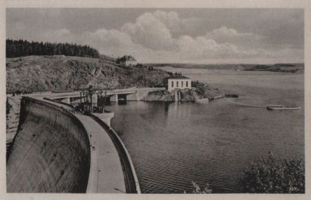 Saaletalsperre - Blick auf die Sperrmauer - 1951 Saaletalsperre - Blick auf die Sperrmauer - 1951