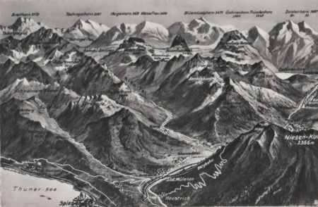 Schweiz - Thunersee - Reliefkarte - ca. 1960 Schweiz - Thunersee - Reliefkarte - ca. 1960
