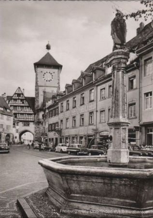 Freiburg - Oberlinden mit Schwabentor - ca. 1965 Freiburg - Oberlinden mit Schwabentor - ca. 1965