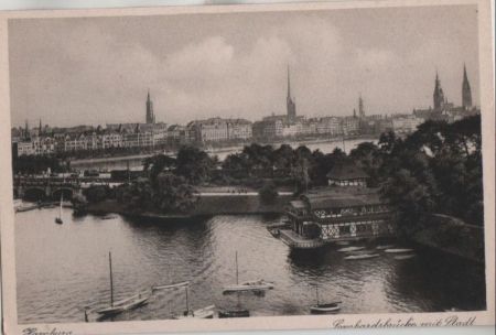 Hamburg - Landungsbrücke mit Stadt - ca. 1955 Hamburg - Landungsbrücke mit Stadt - ca. 1955