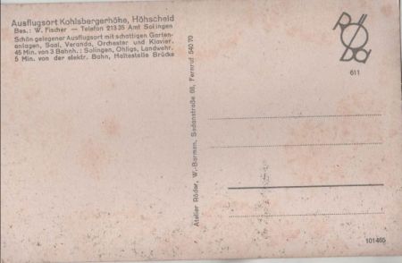 Solingen-Höhscheid - Ausflugsort Kohlsbergerhöhe Solingen-Höhscheid - Ausflugsort Kohlsbergerhöhe