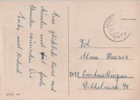 <neujahrsgrüße Gute Reise überklebt