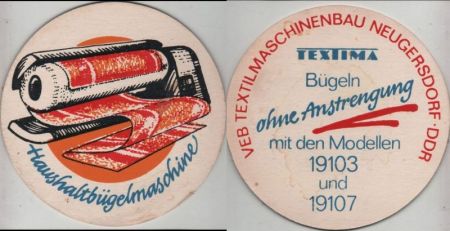 Bierdeckel rund - Werbung Bügelmaschine Bierdeckel rund - Werbung Bügelmaschine