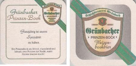 Bierdeckel quadratisch - Grünbacher Weizenbockbier Bierdeckel quadratisch - Grünbacher Weizenbockbier
