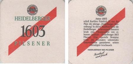 Bierdeckel quadratisch - Heidelberger - anno 1603 Bierdeckel quadratisch - Heidelberger - anno 1603