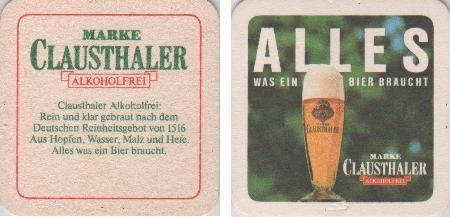 Bierdeckel quadr. - Clausthaler - Hopfen Wasser Malz Hefe Bierdeckel quadr. - Clausthaler - Hopfen Wasser Malz Hefe