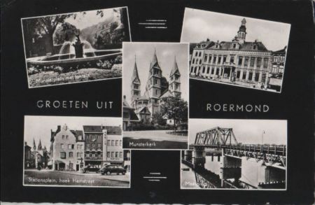 Niederlande - Roermond - u.a. Munsterplein met fontein - ca. 1965 Niederlande - Roermond - u.a. Munsterplein met fontein - ca. 1965