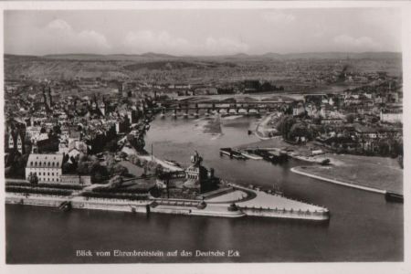 Koblenz - Deutsches Eck von Ehrenbreitstein - ca. 1960 Koblenz - Deutsches Eck von Ehrenbreitstein - ca. 1960