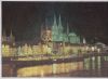 Köln - Rheinufer bei Nacht - Glanzkarte